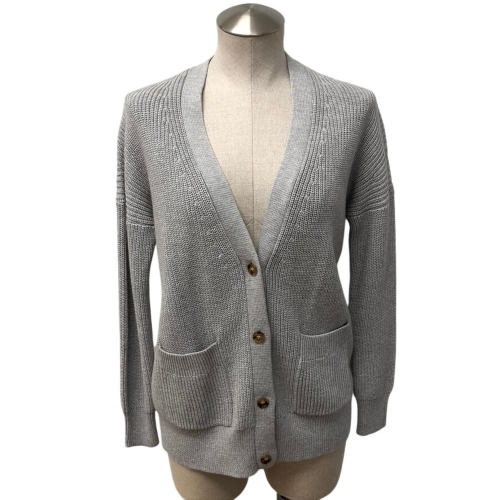 J.Crew Cardigan Sweater Womens XXS Gray Cotton Cashmere V-Neck Preppy
